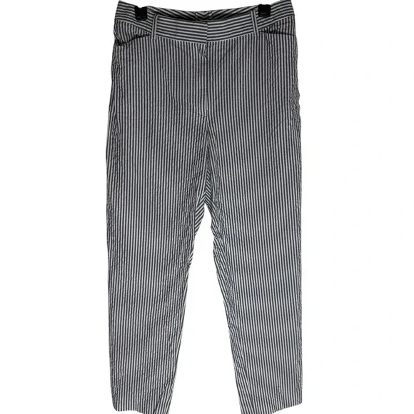 Brooks Brothers Seersucker Blue and White Cropped Pants Women’s Size 12 Preppy - Picture 2 of 3